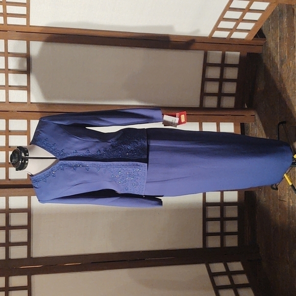 R&M Richards Beaded and Embroidered Royal Blue Matching Set Sz 8 - Picture 1 of 14